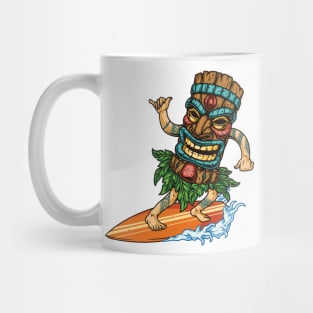 Surfing With Surfer Tiki Mask Riding Wave Isolated Mug